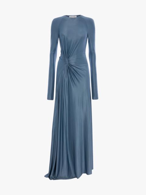Victoria Beckham Twist Waist Gown In Stone