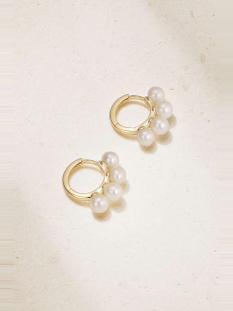 4 Point 14-karat gold pearl hoop earrings