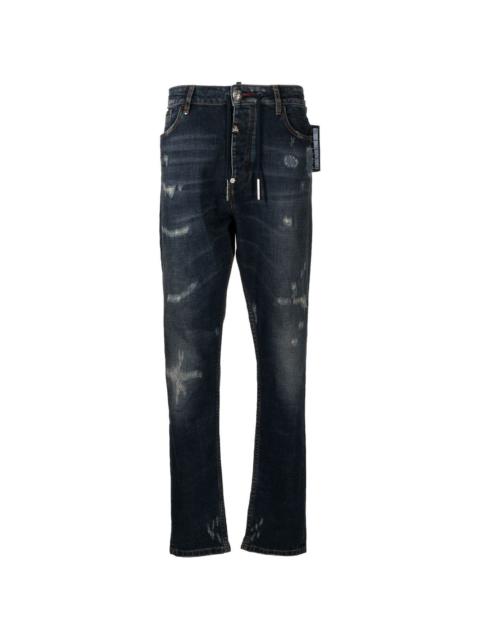 low-rise slim-cut jeans