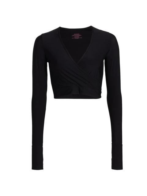 commando Women's Wrap Long Sleeve Cropped Top - Black