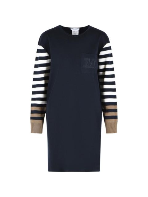 Max Mara stripeds-sleeves pocket wool sweater dress