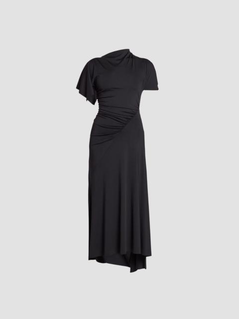 Victoria Beckham Women's Blousey Asymmetric Short-Sleeve Midi Dress - Black