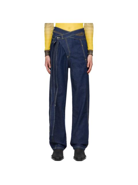 SSENSE Exclusive Blue Signature Wrap Jeans