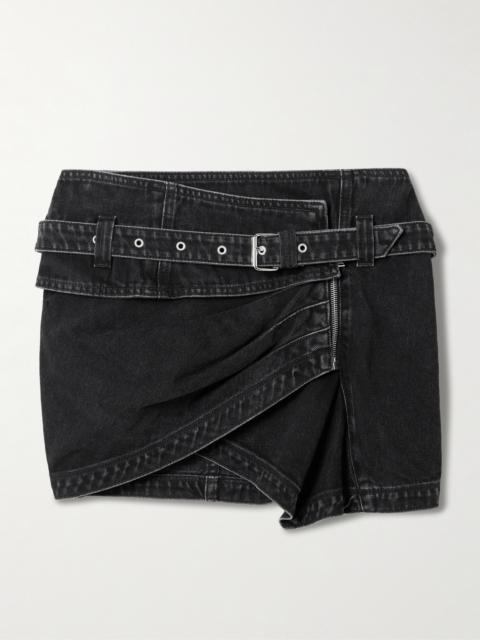 Isabel Marant Siyen Belted Wrap-effect Denim Mini Skirt