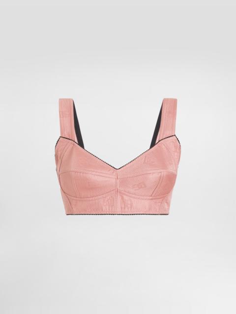 Dolce & Gabbana Quilted jacquard bralette top with DG logo