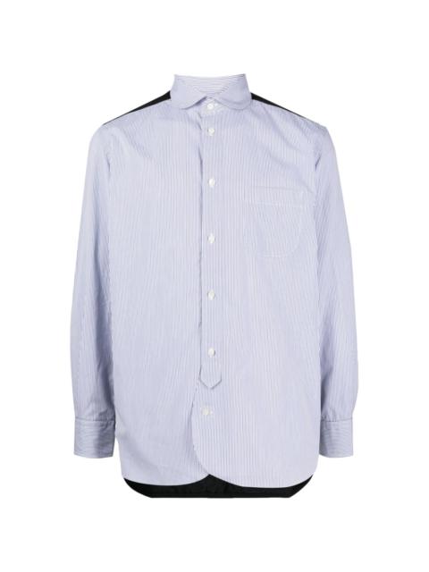 panelled striped cotton shirt