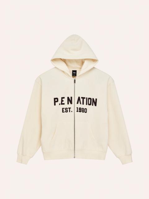P.E NATION PHANTOM ZIP THRU HOODIE IN WHISPER WHITE