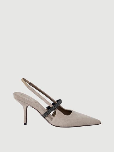 Brunello Cucinelli Suede heels with precious strap