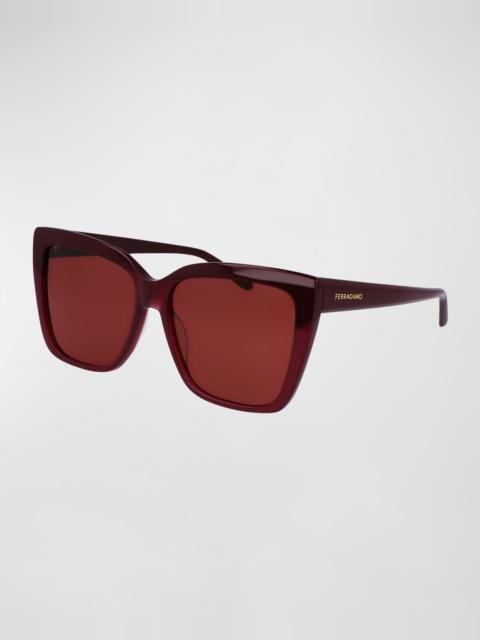 FERRAGAMO Sleek Logo Acetate Square Sunglasses