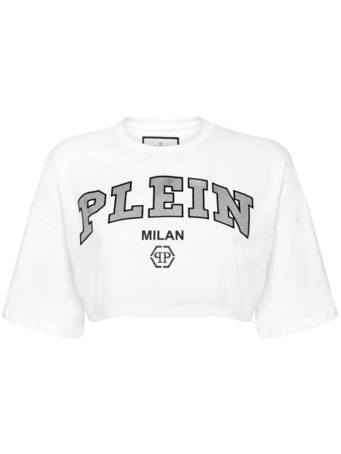 PHILIPP PLEIN logo-embellished cotton crop top