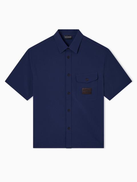 EMPORIO ARMANI SHORT-SLEEVED OVERSIZED SHIRT IN NYLON SEERSUCKER