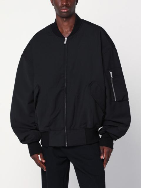 entire studios Black zip-up bomber jacket in wool blend