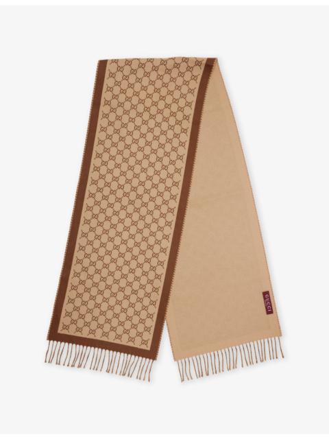 GUCCI Monogram Knitted Wool Scarf