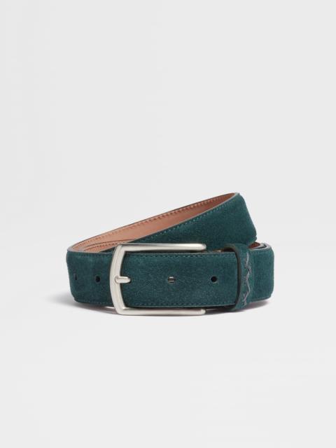 ZEGNA DARK GREEN SUEDE BELT