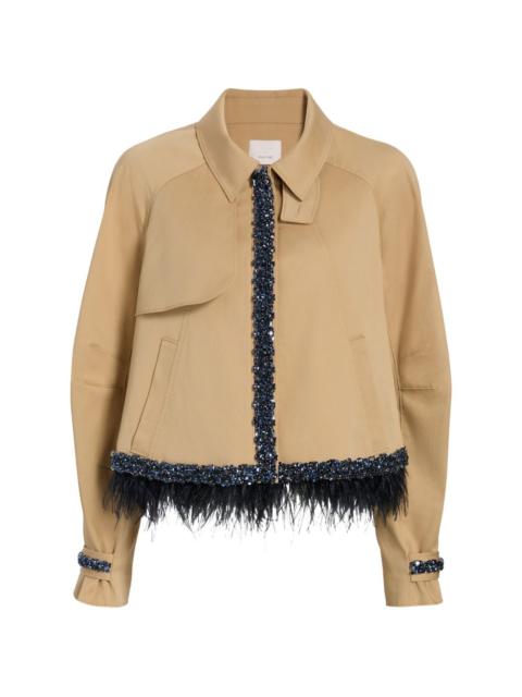 Cinq à Sept Carmila beaded feather-trim jacket