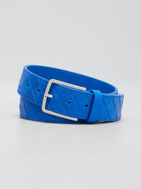 Bottega Veneta Men's Cintura Intrecciato Leather Belt
