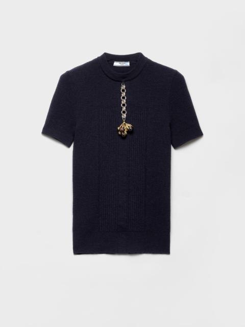 Prada Short-sleeved wool sweater with pendant