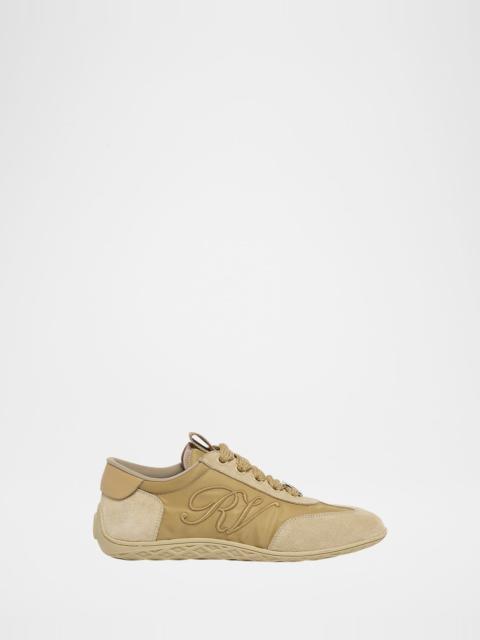 Roger Vivier Viv Low-Top Canvas and Suede Sneakers