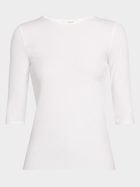 Vince Elbow-Sleeve Crewneck Tee