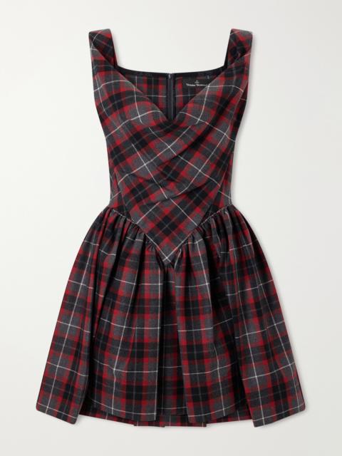 Vivienne Westwood Sunday Draped Checked Wool-blend Mini Dress