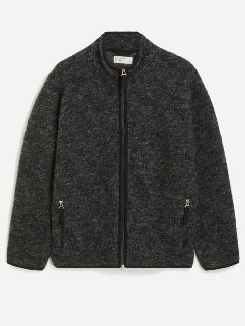 Universal Works Black Wool Fleece Cardigan