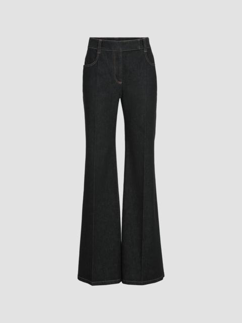 Brunello Cucinelli Women's Comfort No-Fade Denim Flared Trousers with Monili - Black