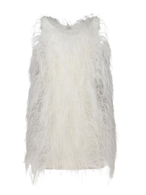 FFORME Salomi Knit Feather Cotton-Blend Mini Dress white