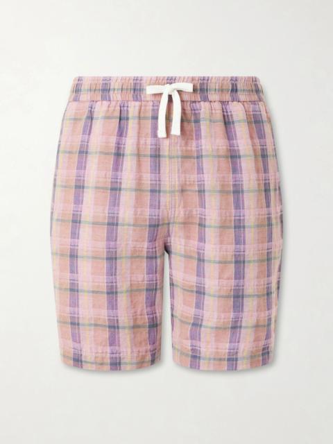 Drake's Straight-Leg Checked Linen And Cotton-Blend Drawstring Shorts
