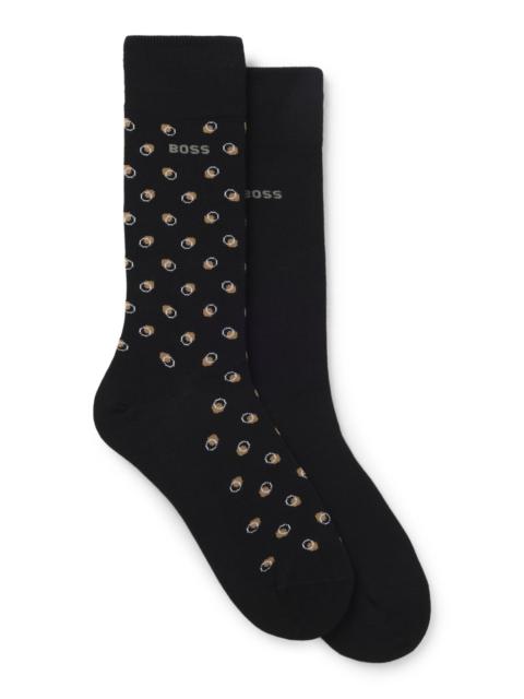 BOSS TWO-PACK MINI-PATTERN SOCKS IN A COMBED COTTON BLEND