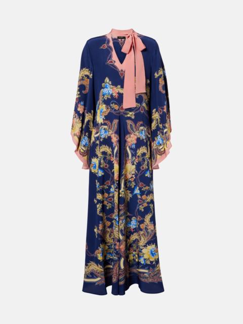 Etro Paisley tie-neck silk maxi dress