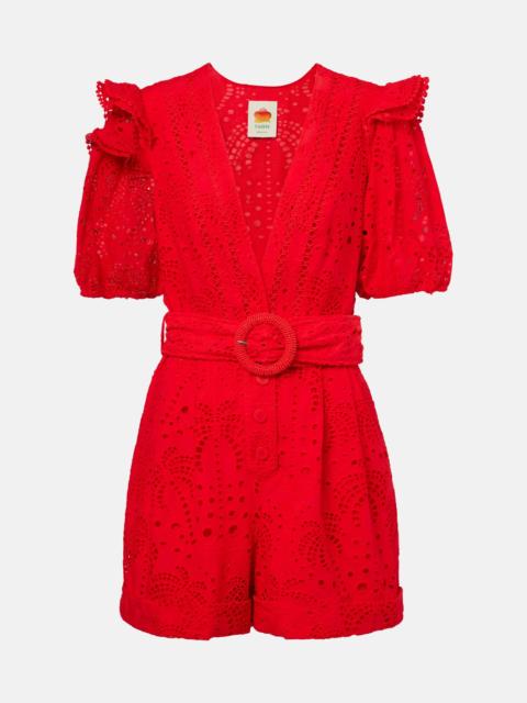 FARM RIO Broderie anglaise cotton romper