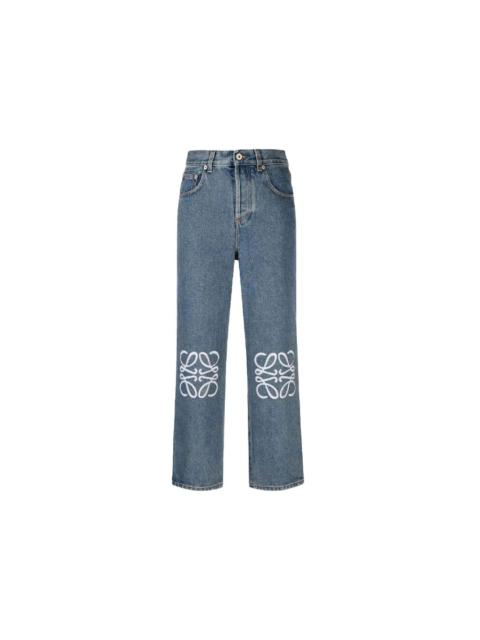 Loewe LOEWE Anagram Cropped Jeans in Denim Mid Blue