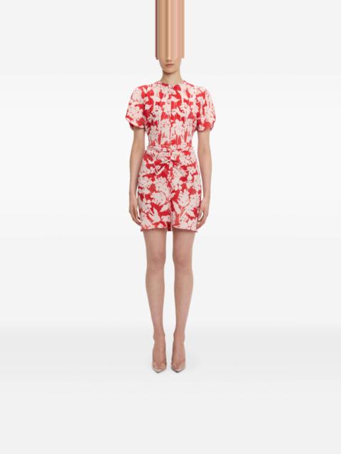 floral-print gathered mini dress