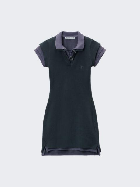 alexanderwang.t Layered Short Sleeve Polo Mini Dress Washed Navy