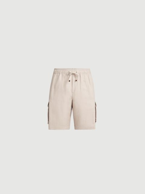 Brunello Cucinelli Linen and cotton drill Bermuda shorts with drawstring and cargo pockets