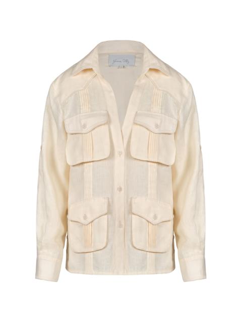 Johanna Ortiz Linen Calida Guayabera Jacket off-white