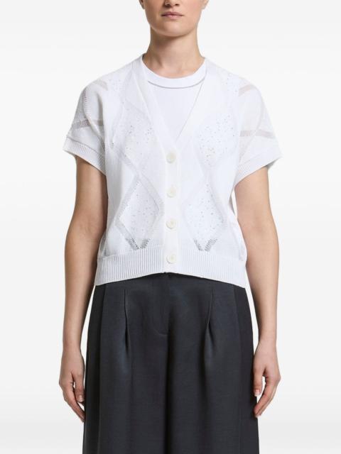 PESERICO sequin-embellished argyle cardigan