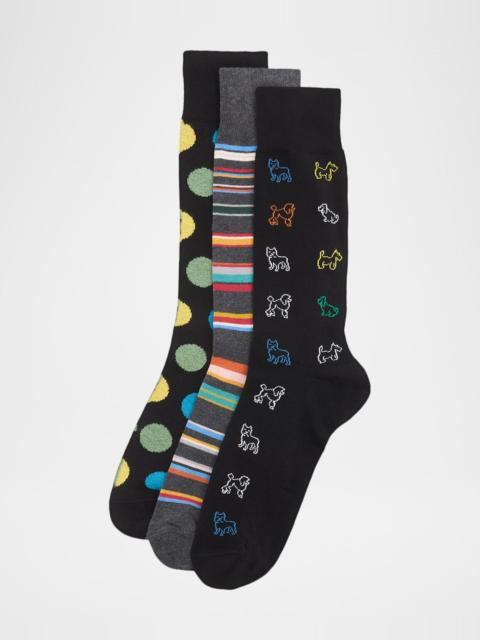 Paul Smith Men & apos;s Variety Pattern 3-Pack Crew Socks