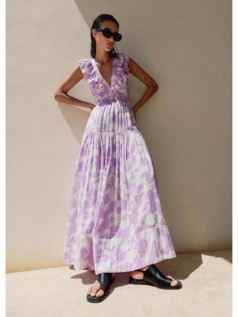ME+EM Cheesecloth Tulip Print Full-Length Dress