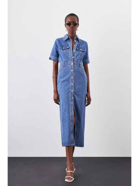 KAREN MILLEN Denim Maxi Shirt Dress