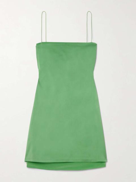 The Mia layered crepe de chine-trimmed satin mini dress
