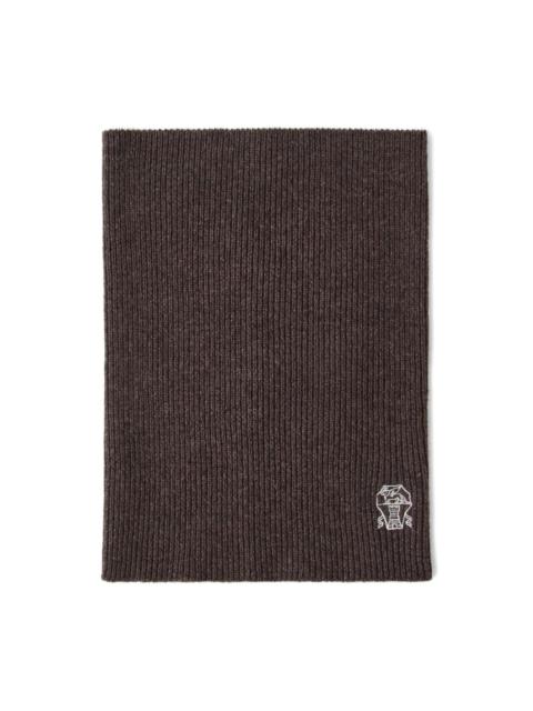Brunello Cucinelli ribbed logo-embroidered neck warmer