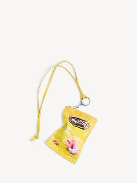 BALENCIAGA Chips Phone Holder Pouch in Yellow