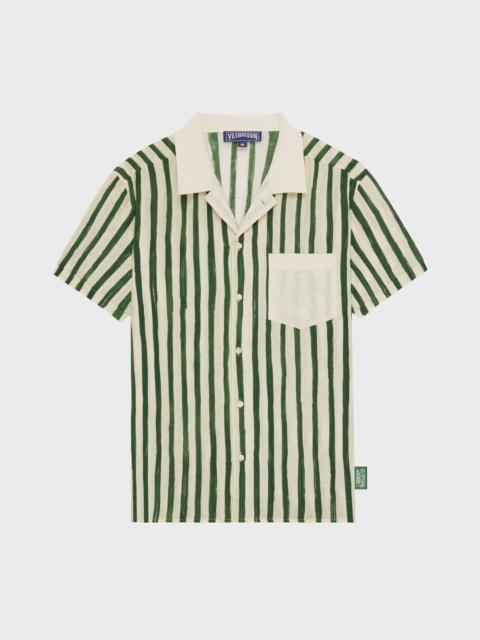 Men Linen Bowling Shirt HS Stripes - Vilebrequin x Highsnobiety