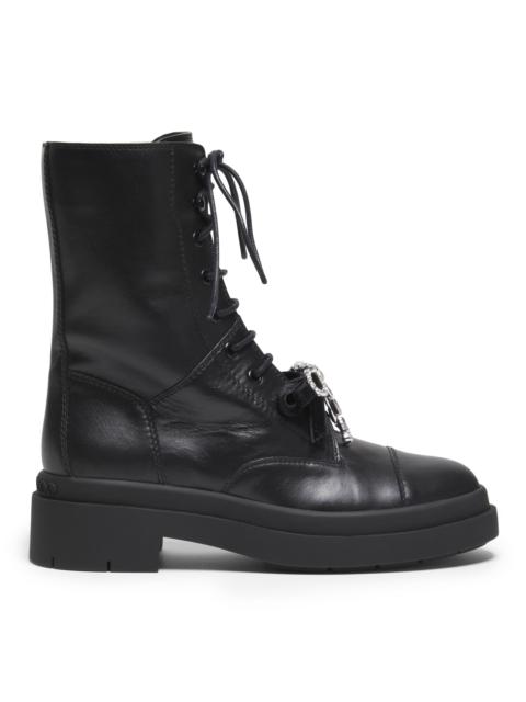 JIMMY CHOO Women's Averi Crystal-Bow Leather Boots - Black Crystal