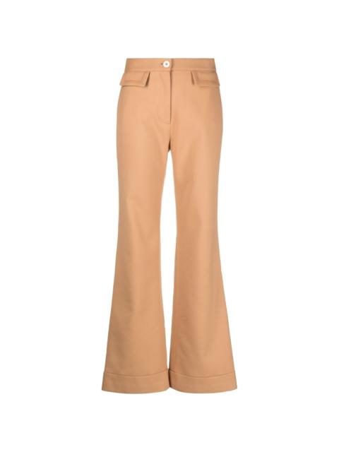 high-waisted flared cotton trousers