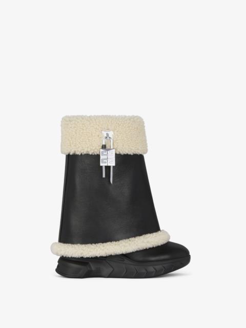 Givenchy SHARK LOCK BIKER ANKLE BOOTS IN LEATHER AND SHEARLING