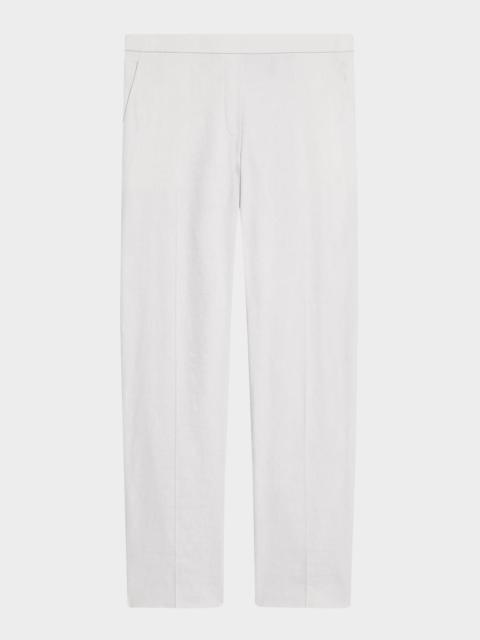 Theory Treeca Good Linen Cropped Pull-On Ankle Pants