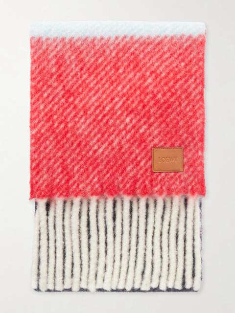 Loewe Fringed Striped Brushed Alpaca and Wool-Blend Scarf