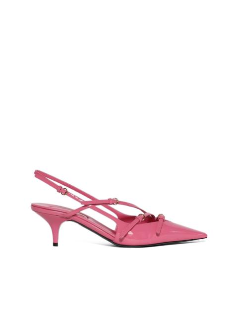Miu Miu Brushed Leather Slingback With Buckle Begonia